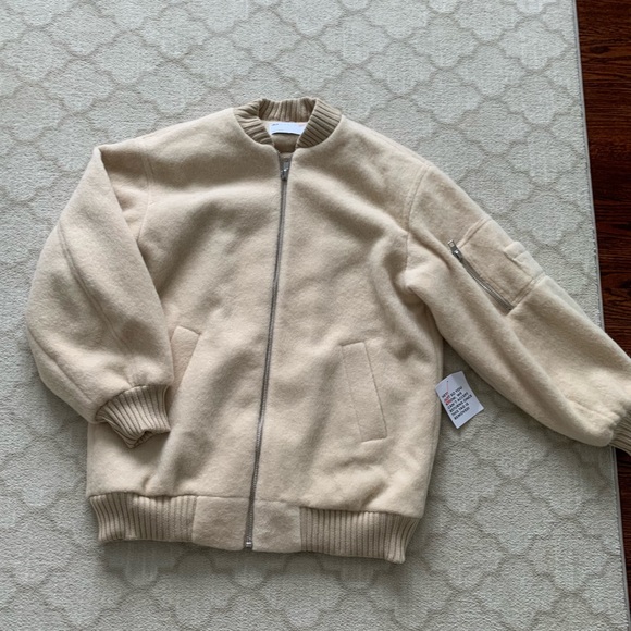 NEW ASOS Design Brushed Bomber in Stone - Picture 9 of 13